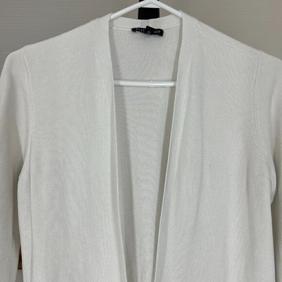 Eileen Fisher Tencel Silk Split‎ Sleeve 3/4 Length Open Cardigan White Sz M - Picture 3 of 14